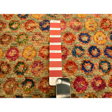 Load image into Gallery viewer, 10&#39;2&quot;x14&#39; Golden Yellow, The Buttons, Wool And Sari Silk, Hand Knotted, Soft To The Touch, Oriental Rug FWR457044