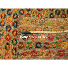 Load image into Gallery viewer, 10&#39;2&quot;x14&#39; Golden Yellow, The Buttons, Wool And Sari Silk, Hand Knotted, Soft To The Touch, Oriental Rug FWR457044