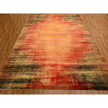 Load image into Gallery viewer, 9&#39;x12&#39; Sunset Colors, Modern Design, Pure Sari Silk, Soft To The Touch, Hand Knotted, Oriental Rug FWR457050