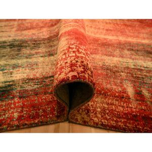 9'x12' Sunset Colors, Modern Design, Pure Sari Silk, Soft to the Touch, Hand Knotted, Oriental Rug FWR457050