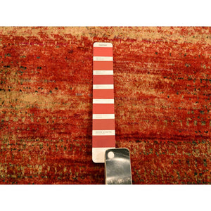 9'x12' Sunset Colors, Modern Design, Pure Sari Silk, Soft to the Touch, Hand Knotted, Oriental Rug FWR457050