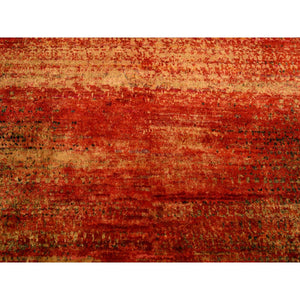 9'x12' Sunset Colors, Modern Design, Pure Sari Silk, Soft to the Touch, Hand Knotted, Oriental Rug FWR457050
