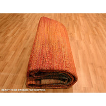 Load image into Gallery viewer, 9&#39;x12&#39; Sunset Colors, Modern Design, Pure Sari Silk, Soft to the Touch, Hand Knotted, Oriental Rug FWR457050