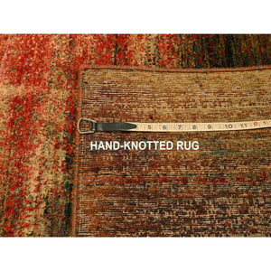 9'x12' Sunset Colors, Modern Design, Pure Sari Silk, Soft to the Touch, Hand Knotted, Oriental Rug FWR457050