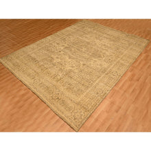 Load image into Gallery viewer, 7&#39;9&quot;x10&#39;3&quot; Ecru Brown, Mamluk Design, Tone On Tone, Zero Pile, Hand Knotted, Pure Wool, Oriental Rug FWR457080