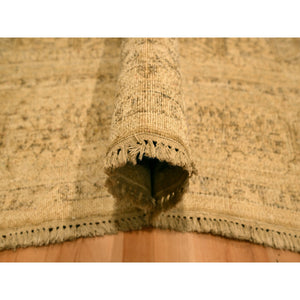 7'9"x10'3" Ecru Brown, Mamluk Design, Tone On Tone, Zero Pile, Hand Knotted, Pure Wool, Oriental Rug FWR457080