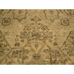 7'9"x10'3" Ecru Brown, Mamluk Design, Tone On Tone, Zero Pile, Hand Knotted, Pure Wool, Oriental Rug FWR457080
