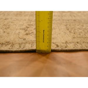 7'9"x10'3" Ecru Brown, Mamluk Design, Tone On Tone, Zero Pile, Hand Knotted, Pure Wool, Oriental Rug FWR457080