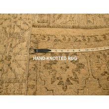 Load image into Gallery viewer, 7&#39;9&quot;x10&#39;3&quot; Ecru Brown, Mamluk Design, Tone On Tone, Zero Pile, Hand Knotted, Pure Wool, Oriental Rug FWR457080