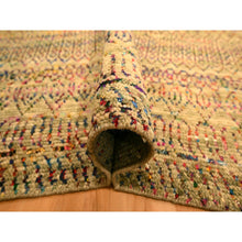 Load image into Gallery viewer, 9&#39;x12&#39;3&quot; Burlywood Brown, Sari Silk and Wool, Repetitive Line and Geometric Design, Hand Knotted, Oriental, Rug FWR457086