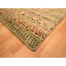 Load image into Gallery viewer, 9&#39;x12&#39;3&quot; Burlywood Brown, Sari Silk and Wool, Repetitive Line and Geometric Design, Hand Knotted, Oriental, Rug FWR457086