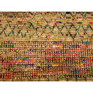 9'x12'3" Burlywood Brown, Sari Silk and Wool, Repetitive Line and Geometric Design, Hand Knotted, Oriental, Rug FWR457086