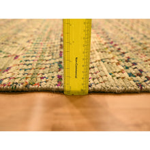Load image into Gallery viewer, 9&#39;x12&#39;3&quot; Burlywood Brown, Sari Silk and Wool, Repetitive Line and Geometric Design, Hand Knotted, Oriental, Rug FWR457086