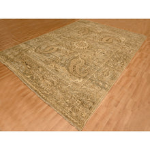 Load image into Gallery viewer, 8&#39;9&quot;x11&#39;10&quot; Earth Tone Colors, Tone on Tone, Zero Pile, Distressed, Shaved Low with Suzani Design, Hand Knotted, 100% Wool, Oriental Rug FWR457092