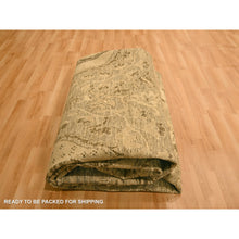 Load image into Gallery viewer, 8&#39;9&quot;x11&#39;10&quot; Earth Tone Colors, Tone On Tone, Zero Pile, Distressed, Shaved Low With Suzani Design, Hand Knotted, 100% Wool, Oriental Rug FWR457092