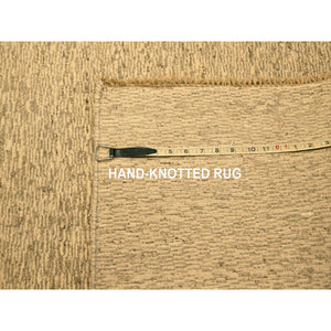 7'9"x9'7" Beige, Tone On Tone, Undyed Natural Wool, Grass Design, Hand Knotted, Oriental Rug FWR457098