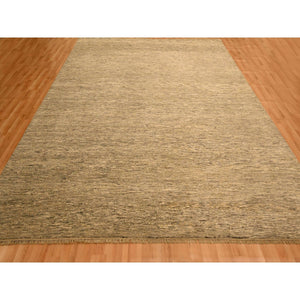 8'10"x11'10"  Khaki Brown, Plain Solid Design, Undyed Natural Wool, Tone On Tone, Hand Knotted, Oriental Rug FWR457110