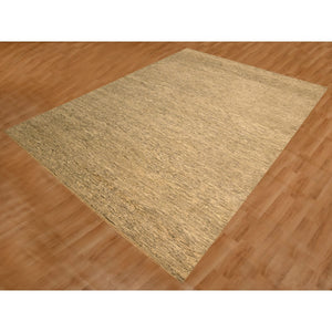 8'10"x11'10"  Khaki Brown, Plain Solid Design, Undyed Natural Wool, Tone On Tone, Hand Knotted, Oriental Rug FWR457110