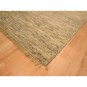 8'10"x11'10"  Khaki Brown, Plain Solid Design, Undyed Natural Wool, Tone On Tone, Hand Knotted, Oriental Rug FWR457110