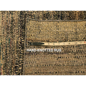 8'x10'2" Beaver Brown, Obscured Pattern Grass Design, Sari Silk, Hand Knotted, Oriental Rug FWR457116