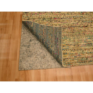 8'x10' Burlywood Brown, Wool and Sari Silk with Grass Design, Hand Knotted, Oriental Rug FWR457128