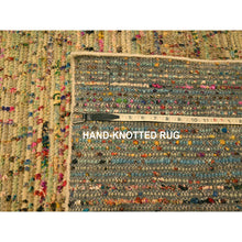 Load image into Gallery viewer, 8&#39;x10&#39; Burlywood Brown, Wool and Sari Silk with Grass Design, Hand Knotted, Oriental Rug FWR457128