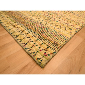 7'9"x9'10" Ecru Brown, Striae Design Geometric Pattern, Textured Wool and Sari Silk, Hand Knotted, Oriental Rug FWR457134