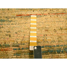Load image into Gallery viewer, 8&#39;x10&#39;3&quot; Golden Yellow, Striae Design with Chicken Wire Pattern, Wool and Sari Silk, Hand Knotted, Oriental Rug FWR457140