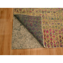 Load image into Gallery viewer, 7&#39;9&quot;x10&#39; Burlywood Brown, Colorful Diamond Motif, Natural Wool with Sari Silk, Textured Pile, Hand Knotted, Oriental Rug FWR457146