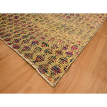 Load image into Gallery viewer, 7&#39;9&quot;x10&#39; Burlywood Brown, Colorful Diamond Motif, Natural Wool with Sari Silk, Textured Pile, Hand Knotted, Oriental Rug FWR457146
