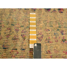 Load image into Gallery viewer, 7&#39;9&quot;x10&#39; Burlywood Brown, Colorful Diamond Motif, Natural Wool with Sari Silk, Textured Pile, Hand Knotted, Oriental Rug FWR457146