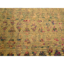 Load image into Gallery viewer, 7&#39;9&quot;x10&#39; Burlywood Brown, Colorful Diamond Motif, Natural Wool with Sari Silk, Textured Pile, Hand Knotted, Oriental Rug FWR457146