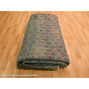 7'9"x10' Burlywood Brown, Colorful Diamond Motif, Natural Wool with Sari Silk, Textured Pile, Hand Knotted, Oriental Rug FWR457146