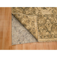 Load image into Gallery viewer, 7&#39;10&quot;x9&#39;9&quot; Earth Tone Colors, All Over Leaf Design, Undyed Natural Wool, Zero Pile, Distressed, Shaved Low, Hand Knotted, Oriental Rug FWR457152
