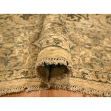 Load image into Gallery viewer, 7&#39;10&quot;x9&#39;9&quot; Earth Tone Colors, All Over Leaf Design, Undyed Natural Wool, Zero Pile, Distressed, Shaved Low, Hand Knotted, Oriental Rug FWR457152