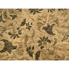 Load image into Gallery viewer, 7&#39;10&quot;x9&#39;9&quot; Earth Tone Colors, All Over Leaf Design, Undyed Natural Wool, Zero Pile, Distressed, Shaved Low, Hand Knotted, Oriental Rug FWR457152