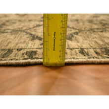 Load image into Gallery viewer, 7&#39;10&quot;x9&#39;9&quot; Earth Tone Colors, All Over Leaf Design, Undyed Natural Wool, Zero Pile, Distressed, Shaved Low, Hand Knotted, Oriental Rug FWR457152