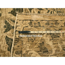 Load image into Gallery viewer, 7&#39;10&quot;x9&#39;9&quot; Earth Tone Colors, All Over Leaf Design, Undyed Natural Wool, Zero Pile, Distressed, Shaved Low, Hand Knotted, Oriental Rug FWR457152