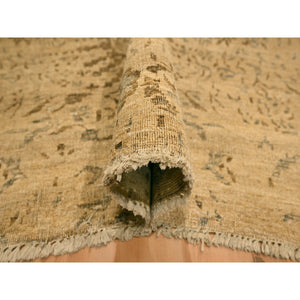 7'9"x10'1" Earth Tone Colors, Arts And Crafts Design, Undyed Natural Wool, Zero Pile, Distressed, Shaved Low, Hand Knotted, Oriental Rug FWR457158
