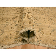 Load image into Gallery viewer, 7&#39;9&quot;x10&#39;1&quot; Earth Tone Colors, Arts and Crafts Design, Undyed Natural Wool, Zero Pile, Distressed, Shaved Low, Hand Knotted, Oriental Rug FWR457158