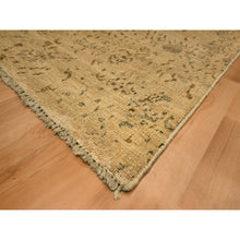 Load image into Gallery viewer, 7&#39;9&quot;x10&#39;1&quot; Earth Tone Colors, Arts and Crafts Design, Undyed Natural Wool, Zero Pile, Distressed, Shaved Low, Hand Knotted, Oriental Rug FWR457158