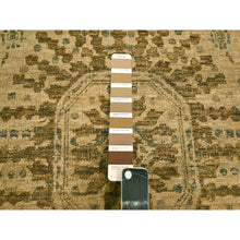 Load image into Gallery viewer, 7&#39;9&quot;x10&#39;1&quot; Earth Tone Colors, Arts and Crafts Design, Undyed Natural Wool, Zero Pile, Distressed, Shaved Low, Hand Knotted, Oriental Rug FWR457158