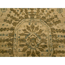 Load image into Gallery viewer, 7&#39;9&quot;x10&#39;1&quot; Earth Tone Colors, Arts and Crafts Design, Undyed Natural Wool, Zero Pile, Distressed, Shaved Low, Hand Knotted, Oriental Rug FWR457158