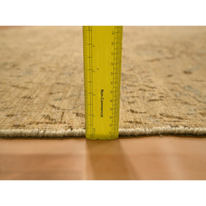 7'9"x10'1" Earth Tone Colors, Arts and Crafts Design, Undyed Natural Wool, Zero Pile, Distressed, Shaved Low, Hand Knotted, Oriental Rug FWR457158