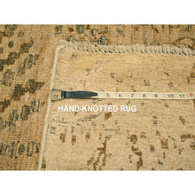Load image into Gallery viewer, 7&#39;9&quot;x10&#39;1&quot; Earth Tone Colors, Arts And Crafts Design, Undyed Natural Wool, Zero Pile, Distressed, Shaved Low, Hand Knotted, Oriental Rug FWR457158
