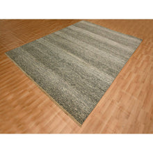 Load image into Gallery viewer, 7&#39;9&quot;x10&#39;2&quot; Storm Gray, Modern Grass Design, Tone on Tone, Undyed Natural Wool, Hand Knotted, Oriental Rug FWR457164