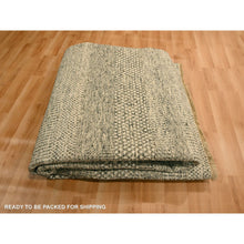 Load image into Gallery viewer, 7&#39;9&quot;x10&#39;2&quot; Storm Gray, Modern Grass Design, Tone on Tone, Undyed Natural Wool, Hand Knotted, Oriental Rug FWR457164