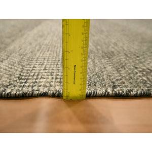 7'9"x10'2" Storm Gray, Modern Grass Design, Tone on Tone, Undyed Natural Wool, Hand Knotted, Oriental Rug FWR457164