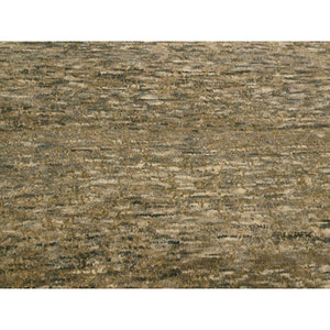 7'6"x10' Bison Brown, Modern Grass Design with Distinct Abrash, Undyed Natural Wool, Tone on Tone, Hand Knotted, Oriental Rug FWR457176