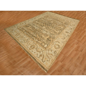 8'10"x12'2" Thrush Brown, Bijar Garus Design, Zero Pile, Distressed, Shaved Low, Hand Knotted, 100% Wool, Oriental Rug FWR457188